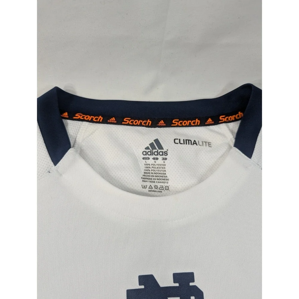 Adidas‎ Mens Large Team Notre Dame University Football Irish T-Shirt White Navy